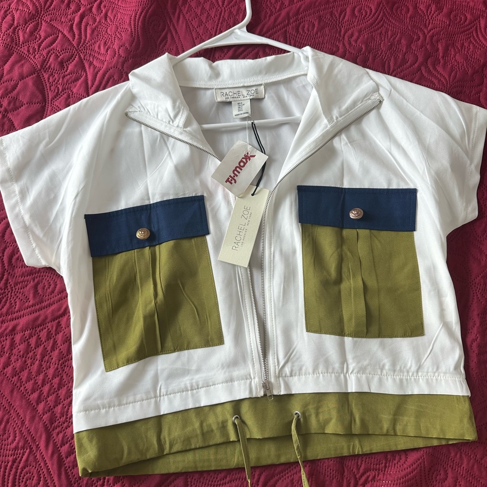 Rachel Zoe Kids White, Blue, and Green Button Down Shirt